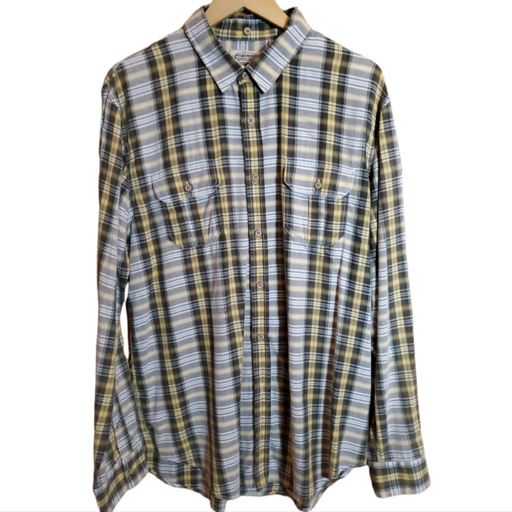 AMERICAN RAG XL YELLOW PLAID LONGSLEEVE BUTTON DOWN SHIRT